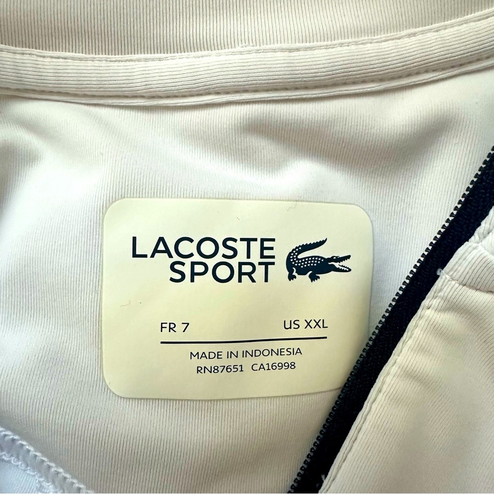 Lacoste Quarter Zip White Pullover Size XXL - Picture 4 of 7